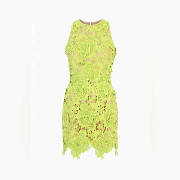 Adelyn Rae Cassie 3D Crochet Dress Lime Green M - Picture 4 of 6